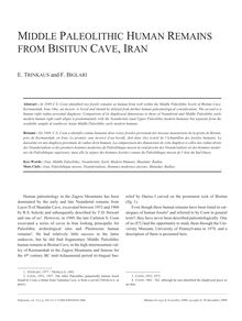 Middle Paleolithic Human Remains from Bisitun Cave, Iran - article ; n°2 ; vol.32, pg 105-111
