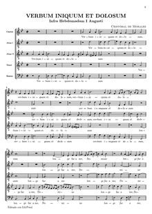 Partition choral Score, Verbum Iniquum Et Dolosum, Infra Hebdomadam I Augusti