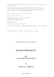 David Crockett - His Life and Adventures