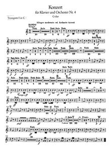 Partition trompette 1, 2 (en C), Piano Concerto No.4, G major, Beethoven, Ludwig van