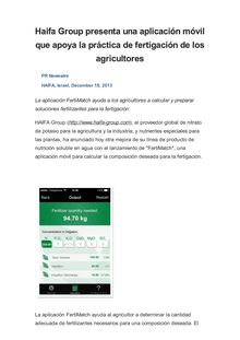 Haifa Group presenta una aplicación móvil que apoya la práctica de fertigación de los agricultores