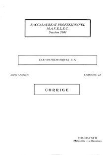 Corrige BACPRO MAINT AUDIOVISUEL Mathematiques 2001