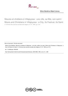 Maures et chrétiens à Villajoyosa : une ville, sa fête, son saint / Moors and Christians in Villajoyosa : a City, Its Festival, Its Saint - article ; n°1 ; vol.91, pg 5-19