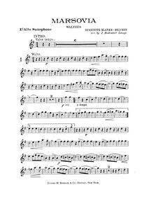 Partition Alto Saxophone (E♭), Marsovia valses, B♭, Blanke-Belcher, Henriette