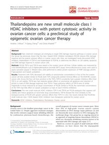 Thailandepsins are new small molecule class I HDAC inhibitors with potent cytotoxic activity in ovarian cancer cells: a preclinical study of epigenetic ovarian cancer therapy
