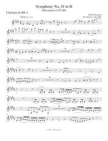 Partition clarinette 1, Symphony No.31, D major, Rondeau, Michel par Michel Rondeau