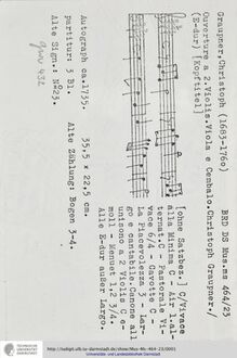 Partition complète, Ouverture en E minor, GWV 432, E major, Graupner, Christoph