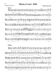 Partition basse enregistrement  , partie, Messa a 4 voci, F major
