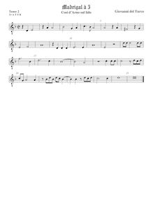 Partition ténor viole de gambe 3, octave aigu clef, Cosi d Arno sul lido