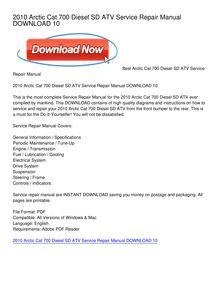 2010 Arctic Cat 700 Diesel SD ATV Service Repair Manual DOWNLOAD 10