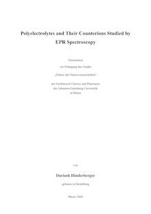 Polyelectrolytes and their counterions studied by EPR spectroscopy [Elektronische Ressource] / von Dariush Hinderberger
