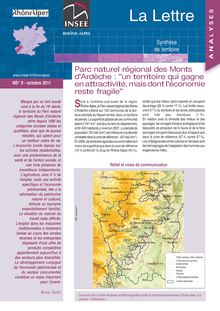 PNR des Monts d Ardèche : un territoire qui gagne en attractivité, mais dont l économie reste fragile