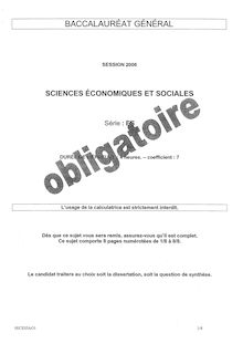 Sujet du bac ES 2006: Sciences Economiques Obligatoire