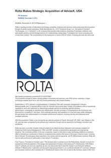Rolta Makes Strategic Acquisition of AdvizeX, USA