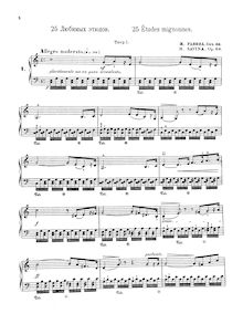 Partition Book 1 (Nos. 1-12), 25 Études mignonnes, Études mignonnes pour servir d Introduction aux Études Harmonieuses pour Piano