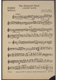 Partition violons I, pour Hounred Dead, Sousa, John Philip