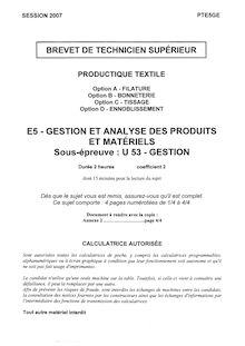 Gestion 2007 BTS Productique - textile