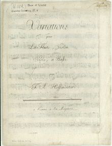 Partition parties complètes, Variations pour La flûte, Violon, Viole, et Basse