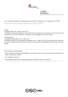 Un traité oublié de Balthasar-Louis Tralles sur l opium (1774) - article ; n°303 ; vol.82, pg 435-439