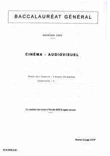 Cinéma - Audiovisuel 2005 Littéraire Baccalauréat général