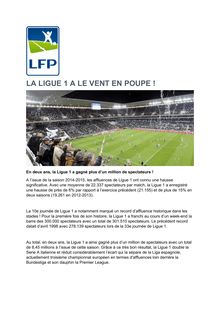Ligue 1 : gain de plus d un million de spectateurs en 2 ans