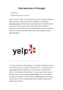 Yelp launches in Portugal