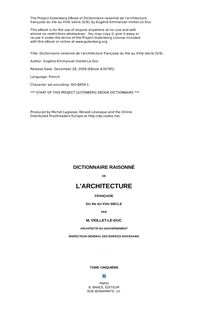 Dictionnaire raisonné de l architecture française du XIe au XVIe siècle (5/9)