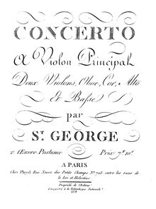 Partition altos, violon Concerto en D major, D major, Saint-Georges, Joseph Bologne