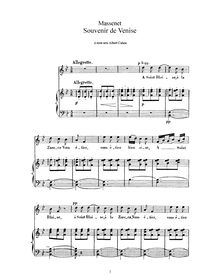 Partition complète (B♭ Major: haut voix et piano), Souvenir de Venise