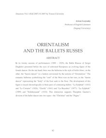 ORIENTALISM AND THE BALLETS RUSSES