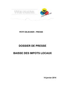 Dossier de presse : baisse des impôts locaux, ville de Pau - janvier 2014