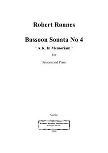 Partition complète, basson Sonata No.4, A.K. In Memoriam, Rønnes, Robert