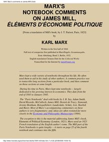 Marx s notebook comments on james mill, éléments d économie politique