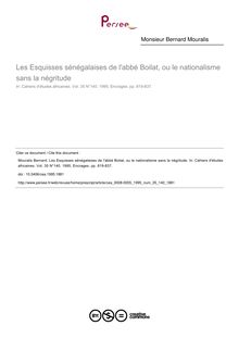 Les Esquisses sénégalaises de l abbé Boilat, ou le nationalisme sans la négritude - article ; n°140 ; vol.35, pg 819-837