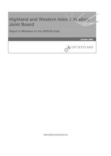 Highland and Western Isles Valuation Joint Board Report to Members on the 2005 06 Audit