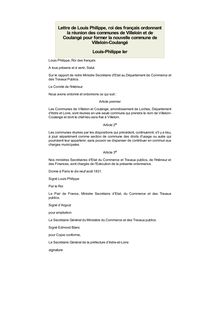 Lettre de réunion des communes de Villeloin et de Coulangé