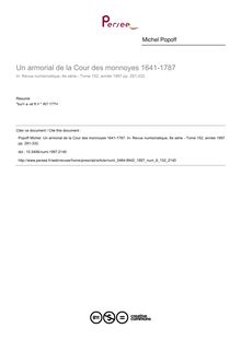 Un armorial de la Cour des monnoyes 1641-1787 - article ; n°152 ; vol.6, pg 291-332