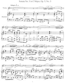 Partition No.3 en C major, 12 violon sonates, Op.5, Corelli, Arcangelo