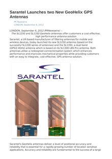 Sarantel Launches two New GeoHelix GPS Antennas