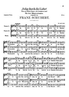 Partition Vocal score, Selig durch die Liebe, D.55, Blessed Through Love