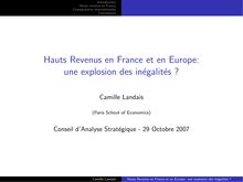 Hauts Revenus en France et en Europe: une explosion des inégalités
