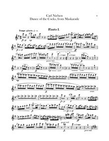 Partition flûte 1, 2, Piccolo, Masquerade, Maskarade, Nielsen, Carl