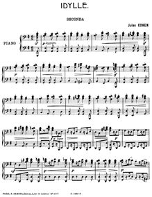 Partition Idylle (piano 4 mains), Pages Juveniles, various, Cohen, Jules