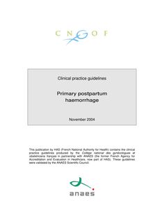 Hémorragies du post-partum immédiat - Postpartum haemorrhage - Guidelines