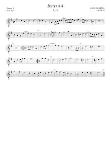 Partition ténor viole de gambe 1, octave aigu clef, Airs pour 4 violes de gambe
