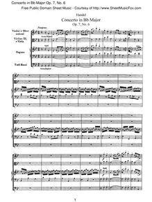 Partition Concerto No.6 en B♭ major, HWV 311, 12 orgue Concertos, Op.4 & Op.7
