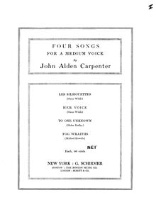 Partition , Her voix, 4 chansons, 4 Songs for Medium Voice, Carpenter, John Alden