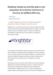 Brightstar élargit ses activités grâce à son acquisition de la division Commerce & Services de SoftBank BB Corp.
