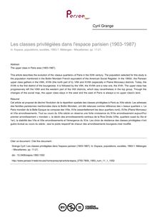 Les classes privilégiées dans l espace parisien (1903-1987) - article ; n°1 ; vol.11, pg 11-21
