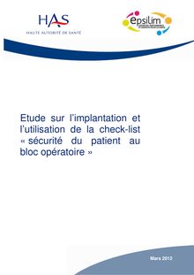Étude sur l’implantation et l’utilisation de la check-list « sécurité du patient au bloc opératoire »
